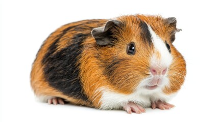 Fototapeta premium Adorable Guinea Pig on White Background - Cute Pet Animal Stock Photo for Commercial Use