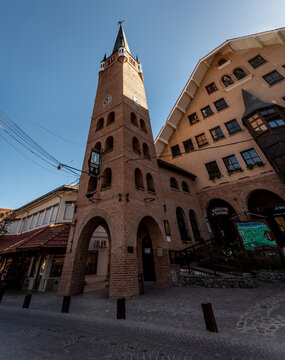 CORDOBA, ARGENTINA, MAY 5, 2022: Wide angle view of Villa General Belgrano town hall