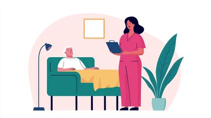 Healthcare Professional Attending to Elderly Patient in Modern Medical Facility