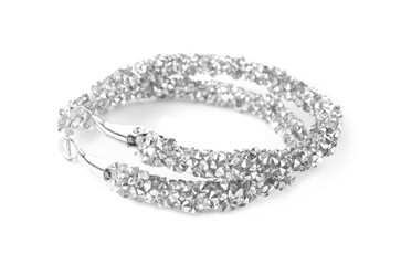 Beautiful bijouterie. Stylish earrings isolated on white