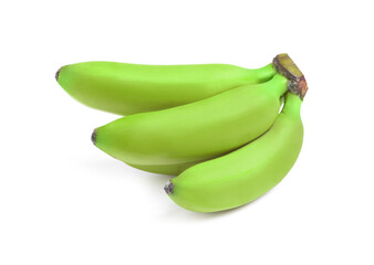 Fresh ripe green bananas isolated on white