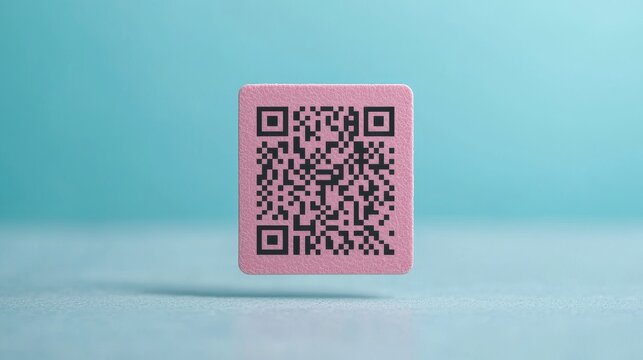 Digital QR Code for Modern Transactions on Pink Background - Contactless Payment and Information Sharing Concept