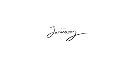 Happy january month text calligraphy hand written script lettering hand december happy new year 2025 2024 2026 merry christmas xmas number winter season holiday vacation object icon event celebration 