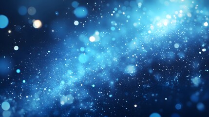 Abstract Blue Background with Defocused Lights and Glitter