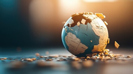 A fragmented globe symbolizing environmental change and global warming.