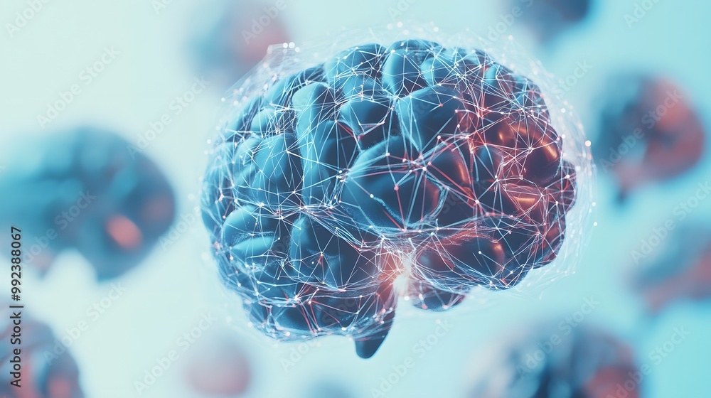 Aufkleber abstract brain with interconnected network