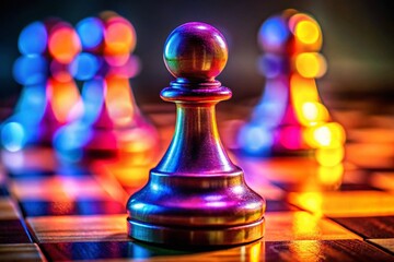 Close-up of a single chess pawn piece on a wooden board representing strategy and game beginnings