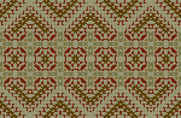 Arabesque Traditional Log Cabin Quilt Patternfolk Embroidery, Aztec Geometric Ornament Print. Design for Carpet, Wallpaper, Clothing, Wrapping, Fabric