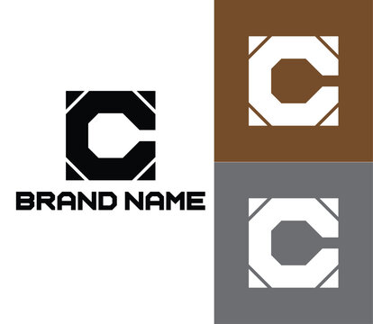 C initial letter text logo template