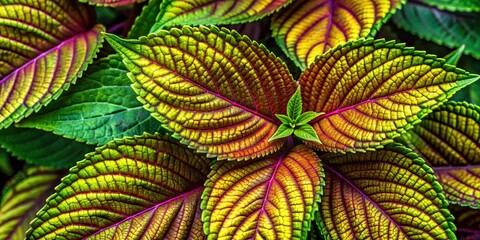 Close-up of beautiful leathery leaves showcasing intricate textures and vibrant green hues in nature