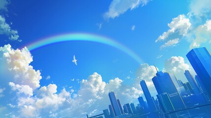 Fototapeta premium 雨上がりの都市の虹4