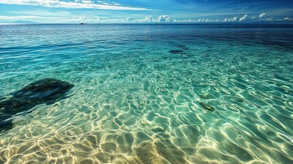 Obraz premium Crystal clear turquoise water with a sandy bottom.