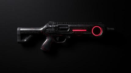 futuristic sci-fi handgun with red accents
