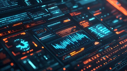 Fototapeta premium Futuristic Digital Interface with Blue and Orange Lights