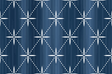 Naklejka premium Indigo navy blue geometric traditional ethnic pattern Ikat seamless pattern border abstract design for fabric print cloth dress carpet curtains and sarong Aztec African Indian.