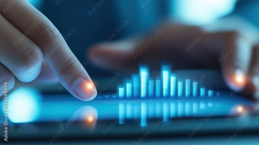Aufkleber hands pointing at financial graphs display