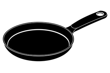 Frying pan silhouette, Skillet vector illustration, Frying pan icon
