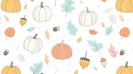 Pastel Autumn Elements Pattern