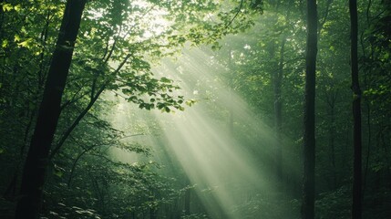 Fototapeta premium Sunbeams Through the Forest