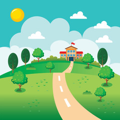 landscape with the road illustration vector