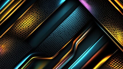 Abstract Digital Art with Shiny Metallic Stripes