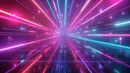 Ultraviolet neon abstract lines background, 3d Rendering. AI generated images