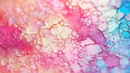 Fototapeta premium This close-up features a beautifully textured iridescent foil surface, revealing a spectrum of vibrant colors and patterns