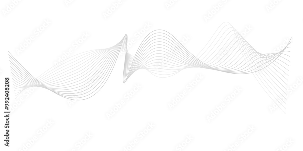 Poster Vector in concept of technology, Flowing dot particles wave pattern halftone black gradient smooth curve shape background.