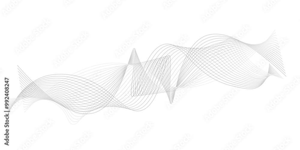 Poster abstract grey wave lines on transparent background. vector in concept of technology.