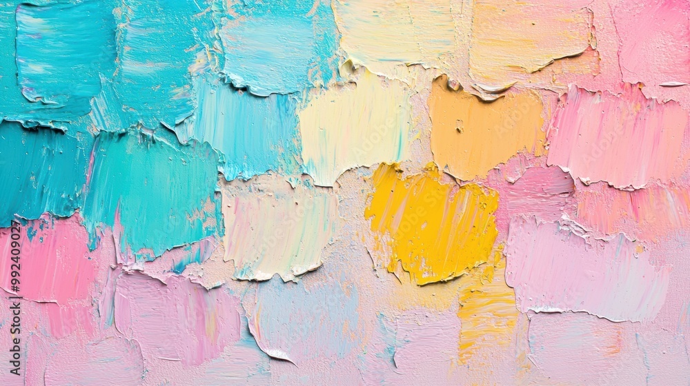 Poster this artwork displays an array of colorful patches blending together, showcasing rich textures and a