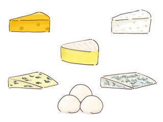 色々なチーズのセットイラスト