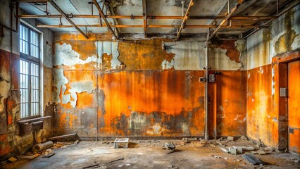 A glimpse into the past a forgotten room with peeling paint, rust, and remnants of a forgotten time.