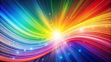 Fototapeta premium Abstract Colorful Curved Lines with Glowing Lights and a Dynamic Burst of Light in the Center