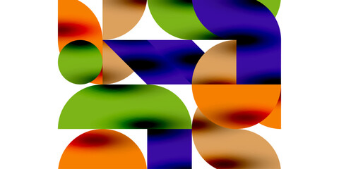 Obraz premium Shadow effect shiny circles and round triangles geometric modern art. Vector Illustration For Wallpaper, Banner, Background, Card, Book Illustration, landing page