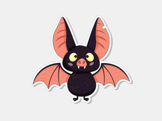 Happy halloween cute bat sticker cartoon character. Adorable animal characters in autumn festival for decoration