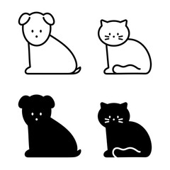 犬と猫のアイコンセット　全身