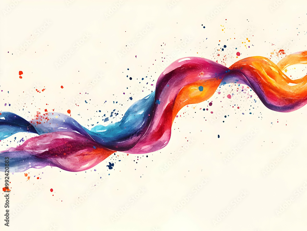 Poster colorful abstract wave design with vibrant splashes and gradients on a soft background, perfect for 