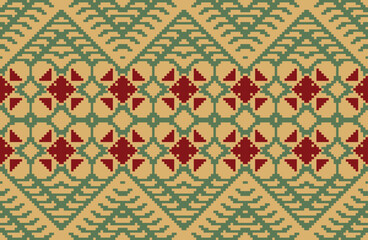 Zigzag Ikat Weaving Patternfolk Embroidery, Aztec Geometric Ornament Print. Design for Carpet, Wallpaper, Clothing, Wrapping, Fabric