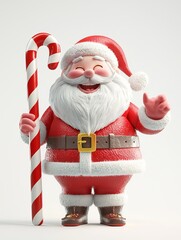 3D rendered Santa Claus, exaggerated cartoon style