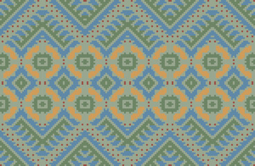 Fototapeta premium Knit Arabic Pattern Mehndifolk Embroidery, Aztec Geometric Ornament Print. Design for Carpet, Wallpaper, Clothing, Wrapping, Fabric