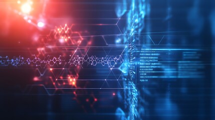 Fototapeta premium Abstract Digital Network Background with Binary Code and Hexagon Patterns