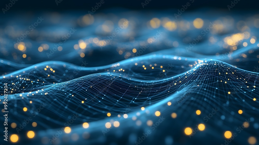 Aufkleber abstract digital network with glowing nodes and lines