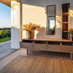 Multi-functional storage bench with hidden compartments for a modern and organized entryway