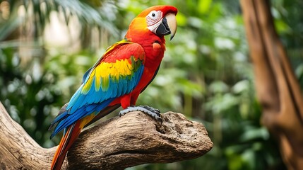Obraz premium Scarlet Macaw Perched on a Branch