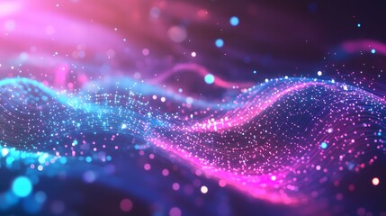 Fototapeta premium Abstract Purple and Blue Light Wave with Bokeh