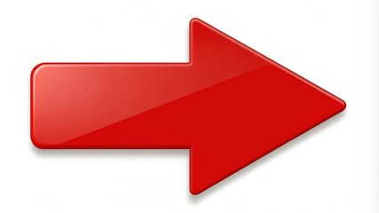 Fototapeta premium Right-directional red arrow pointing to the right for navigation on a video overlay layer, navigation, swipe, arrow, red