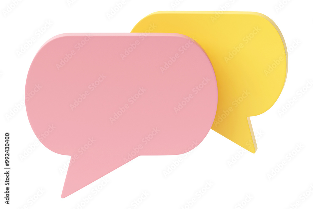 Poster bubble talk or comment sign symbol isolated on transparent background. 3d render.