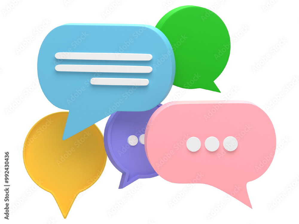 Poster bubble talk or comment sign symbol isolated on transparent background. 3d render.