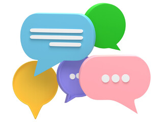 bubble talk or comment sign symbol isolated on transparent background. 3D render.