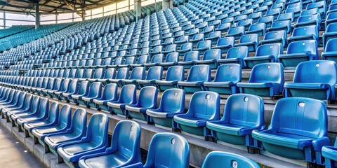 Fototapeta premium Empty plastic seats in a stadium without fans watching, lonely, deserted, quiet, sports, arena, venue